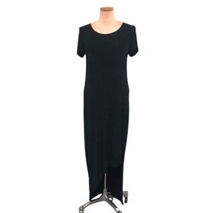 Chico’s Travelers Midi Asymmetrical Hem Dress Size Small Black